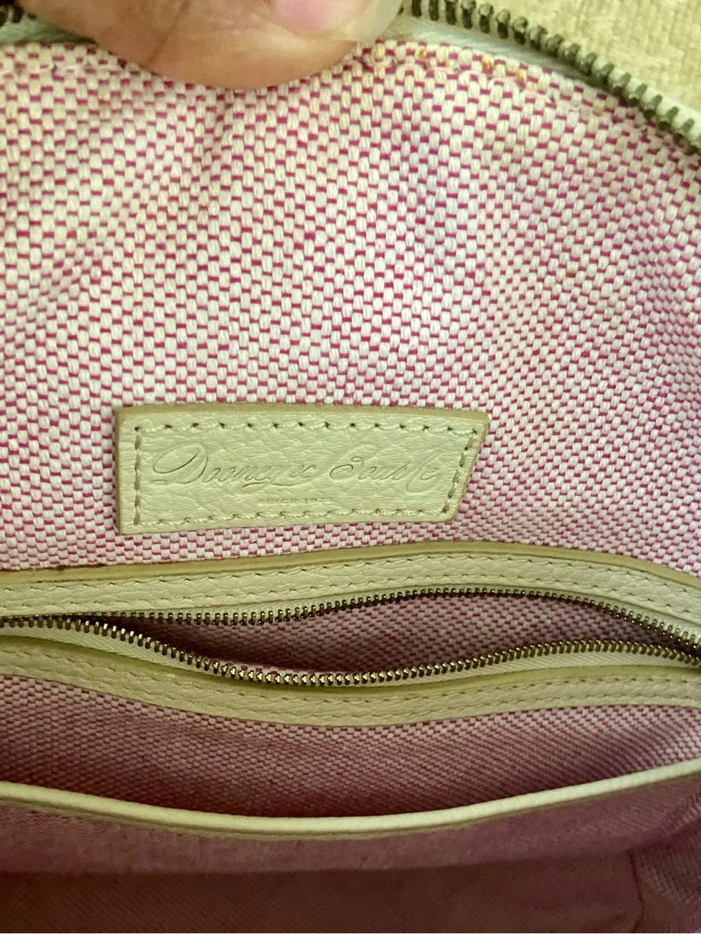 Dooney & Bourke Cream Leather Dome Satchel with Crossbody Strap